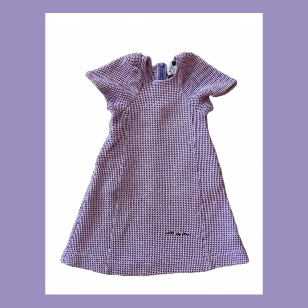Beau Loves Designer Balloon Sleeve Waffle dress-Lavender